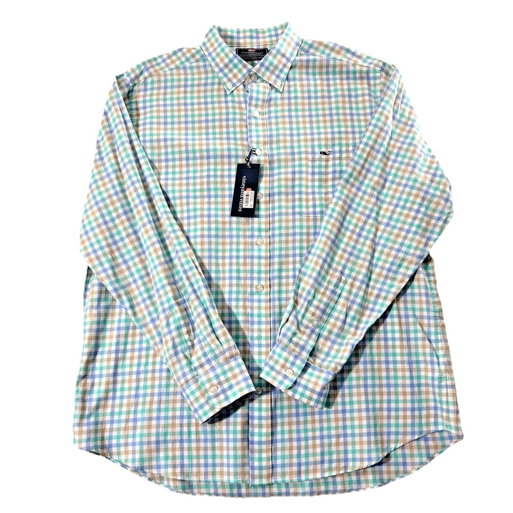 Vineyard Vines Slim Fit Tucker Shirt Mens XL Button Down Green Gingham Preppy - Picture 4 of 12